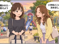 公園で「小学校どこにするか決めました？」と聞かれて困っているママ